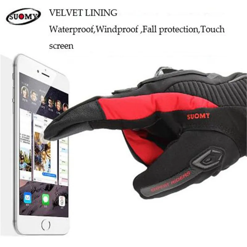 Мужские мотоциклетные перчатки SUOMY 100% водонепроницаемые и ветрозащитные для