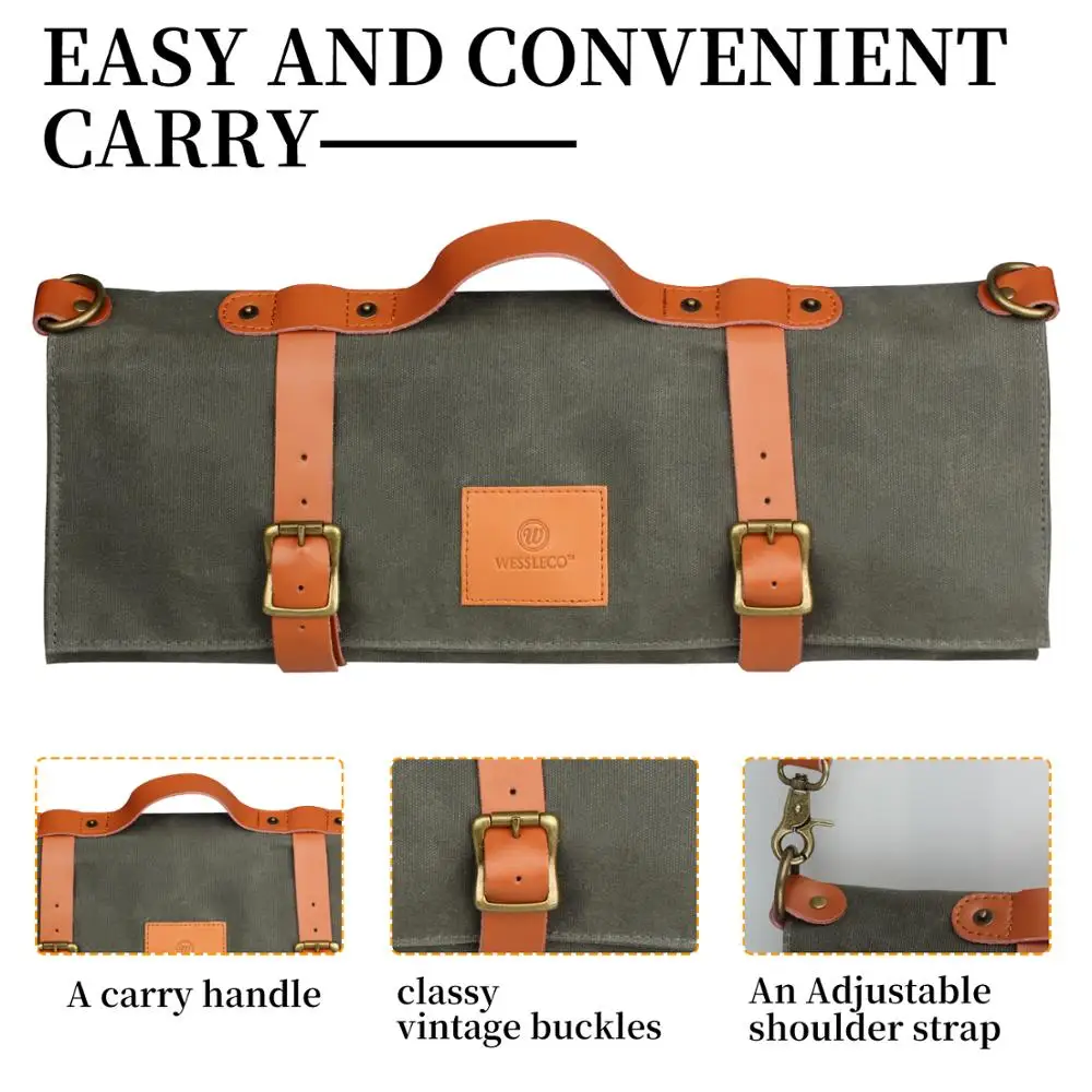 WESSLECO сумка для ножей шеф повара Холщовая Сумка чехол переноски кухни готовки