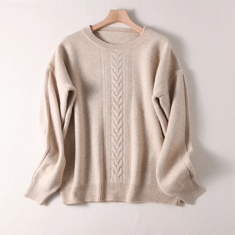 100% кашемировый вязаный пуловер Женский Oneck свитер с длинными рукавами женская