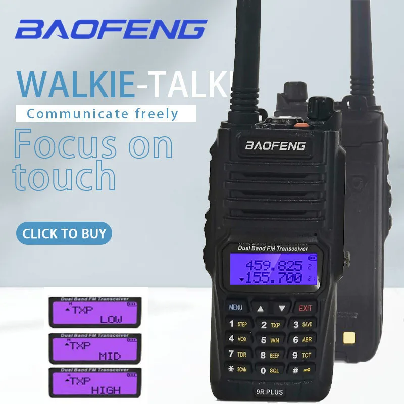 Baofeng UV 9R плюс иди и болтай Walkie Talkie 10 Вт Водонепроницаемый UHF VHF радио Ham CB станция