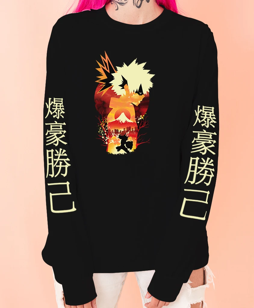 

Толстовка с капюшоном с длинным рукавом и круглым вырезом, в стиле аниме