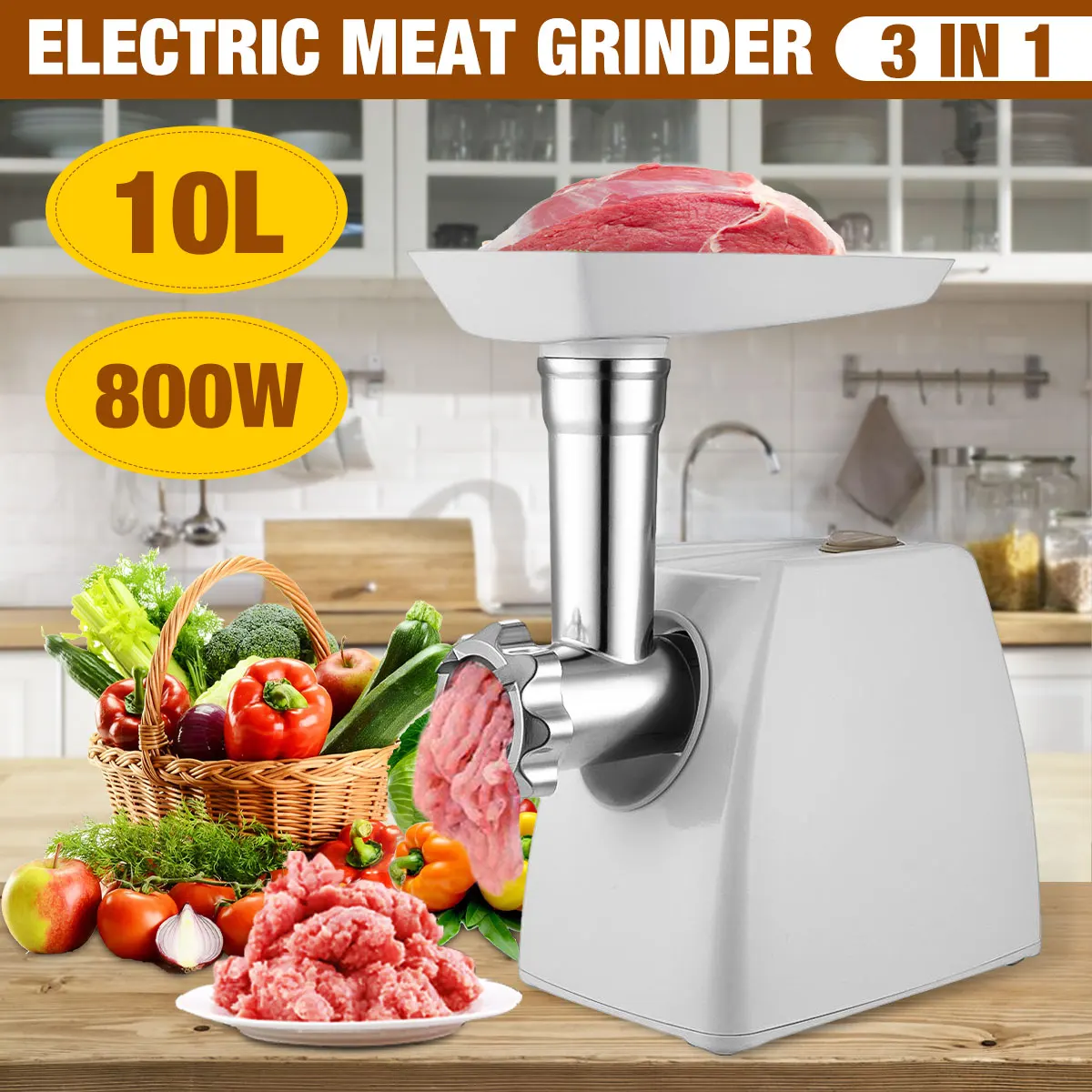 

800W High Power Electric Meat Grinder Heavy Duty Meat Mincer Home Sausage Stuffer Meat Mincer Kitchen Food Processor 220V 110V