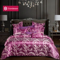 sondeson luxury euro jacquard purple bedding set tribute silk duvet cover pillowcase flat sheet bed linen queen king bed set