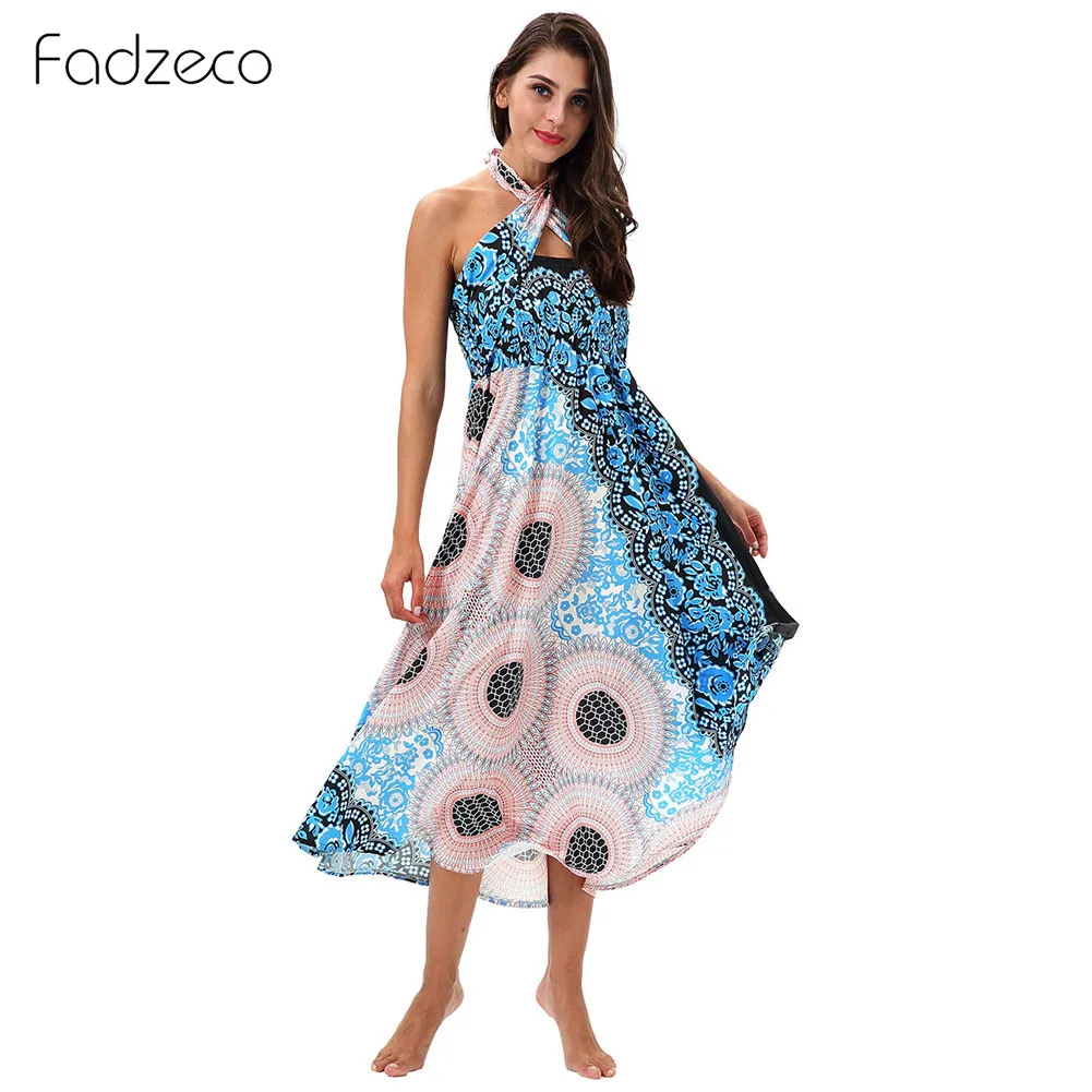 Fadzeco африканская одежда для женщин модное богемное сексуальное платье на бретельках с этническим принтом женская большая Юбка-миди Mult-way носить - Цвет: M02