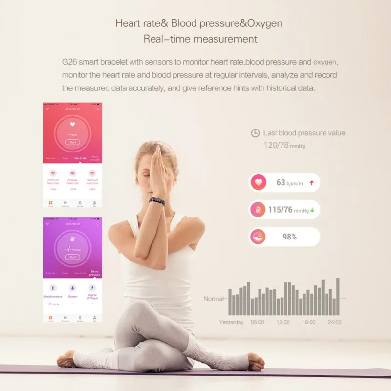 IP67 Водонепроницаемый Многофункциональный спортивный режим G26 умный Браслет 2019