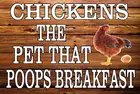 Винтажные цыплята, которые какают! Цыплята, питомец, что какашка, завтрак, металлический жестяной знак 8x12 дюймов, ретро искусство дома, кафе, офиса, стена