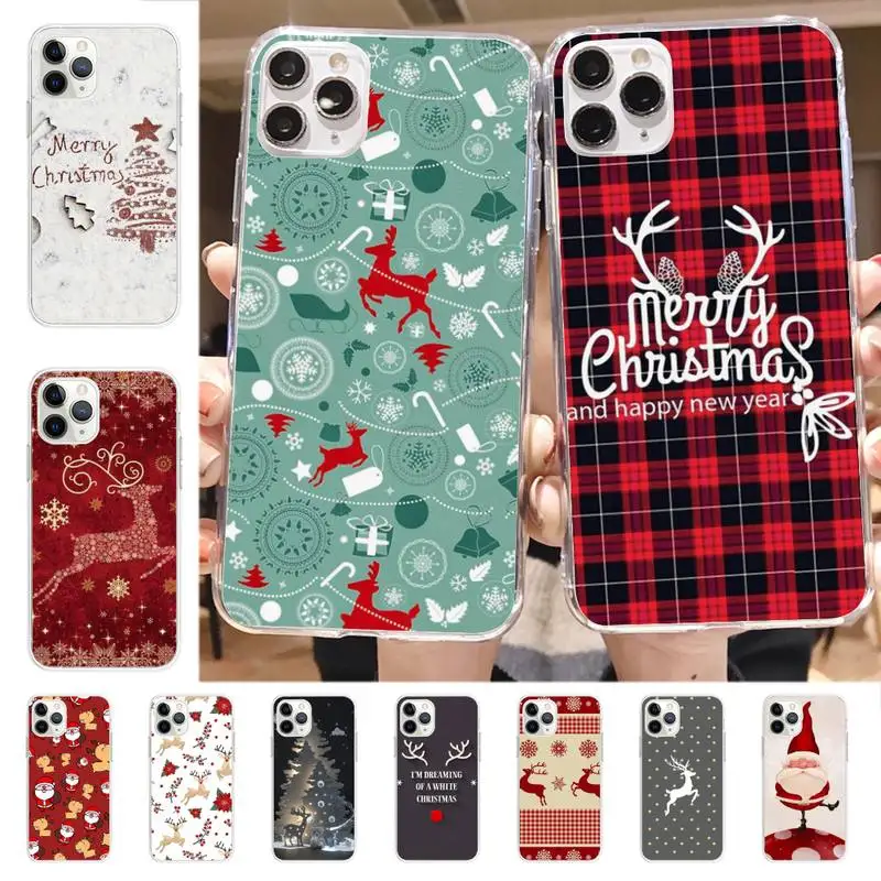 

Yinuoda Christmas New Year Deer Phone Case for iPhone 11 12 13 mini pro XS MAX 8 7 6 6S Plus X 5S SE 2020 XR case
