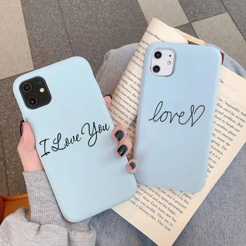 

White Background Black Text Love Smile Phone Case Soft Solid Color for iPhone 11 12 13 mini pro XS MAX 8 7 6 6S Plus X XR