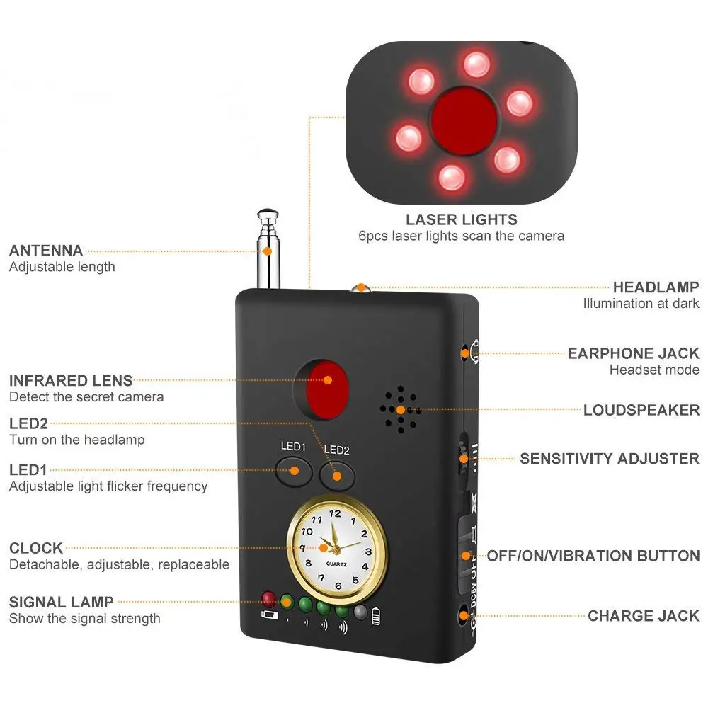 CX007 шпионская прослушка Gps трекер ошибка Dedektor Скрытая камера Сотовый телефон GSM RF детектор звукового сигнала искатель прослушка ошибка Мини