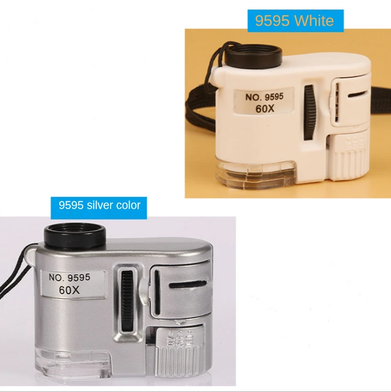 Портативный микроскоп увеличительное стекло 60 раз светодиодный лампой УФ-лампа