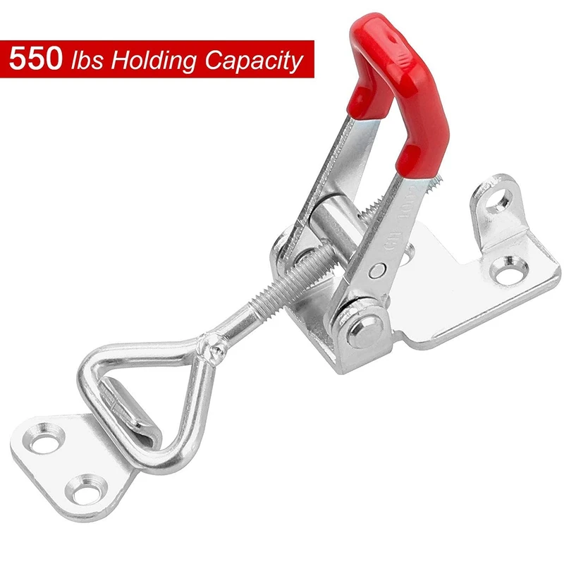 

4Pcs GH-4002 Adjustable Toggle Clamp 550 Lbs Holding Capacity Toggle Latch Hasp Clamp Lockable Quick Release Pull Latch
