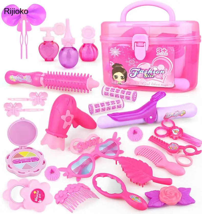 

Pretend Play Kid Make Up Toys Pink Makeup Set Princess Hairdressing Simulation Plastic Toy For Girls Dressing Cosmetic