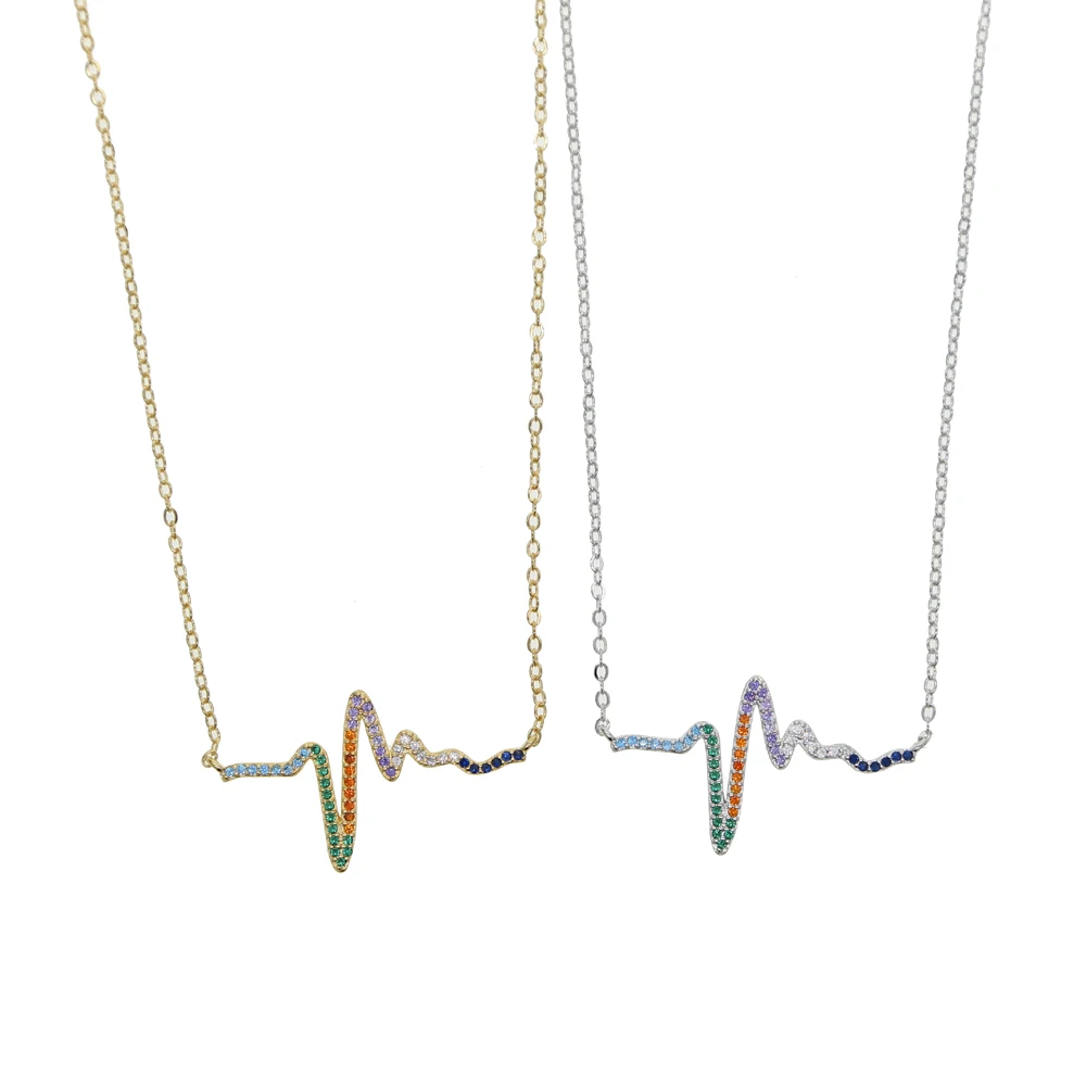 Золотистое серебристое цветное Радужное разноцветное ожерелье с кубическим