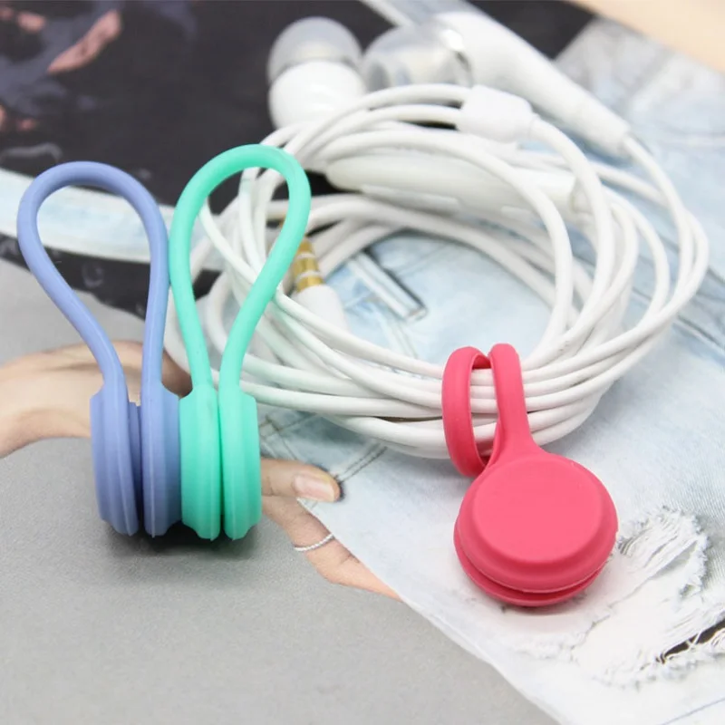 

5PCs Portable Magnet Earphone Wire Winder Silica Gel Data Line Organizer Home Storage and Organisations for IPhone USB Cable