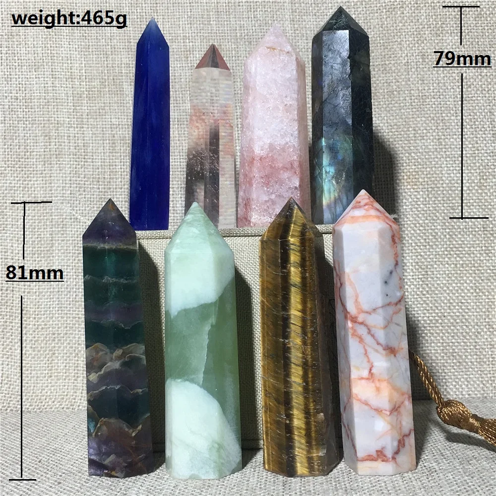 

8pcs natural quartz crystal wands points Home furnishing decoration stone and crystal Crystal rod column