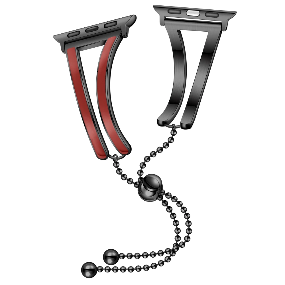 black-red Женский ремешок для Apple watch band 38 мм 42 мм iWatch 4 band 44 мм 40 мм браслет из нержавеющей стали Apple watch 4 3 2 1 38/40 ремешок для часов - Цвет ремешка: black-red