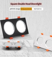 high quality led double head downlight ceiling grille lamp rectangular spotlight embedded square lamp ultra thin panel light