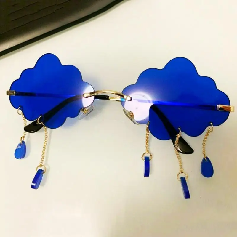 Очки без оправы солнцезащитные очки в винтажном стиле с облаками кисточками