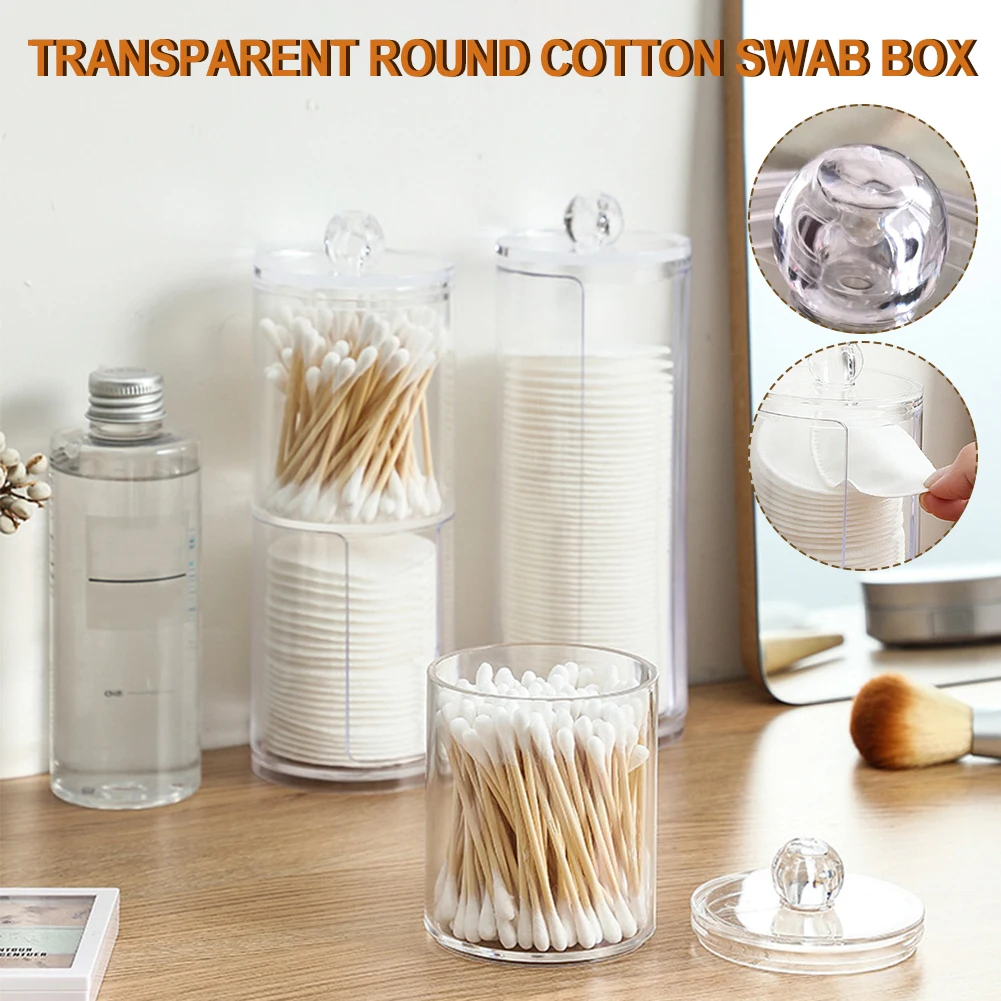 

4 Pcs Cotton Swab Holder with Lid Transparent Makeup Container Jewelry Organizer Storage Box For Bathroom Home Organization