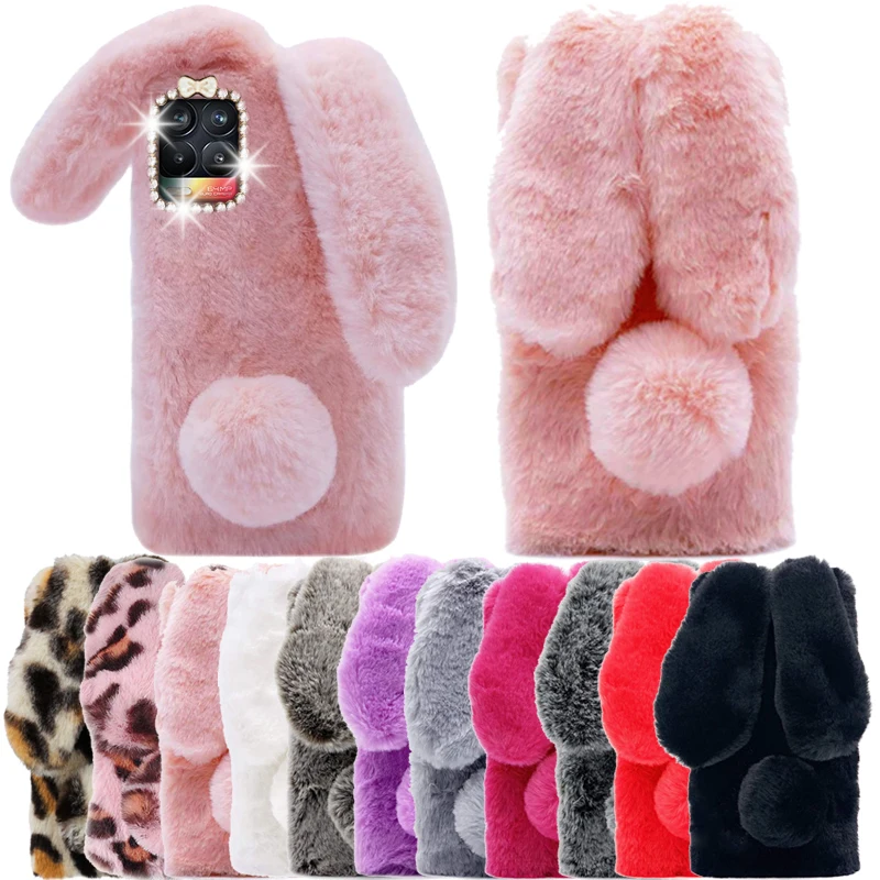 Чехол для телефона с кроличьими ушками блестящий бриллиантовый чехол Realme 8 Pro 7 7i 6