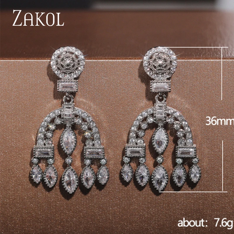 

ZAKOL Newly-design Women Dangle Earrings Bridal Wedding Ceremony Party Earring High Quality Unique Statement Jewelry Wholesale
