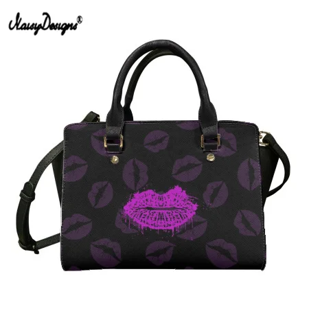 

NOISYDESIGNS Lips Print Handbags Luxury Women Bags Casual PU Leather Female Cross Body Bags Woman Large Beach Tote Shopping Bags