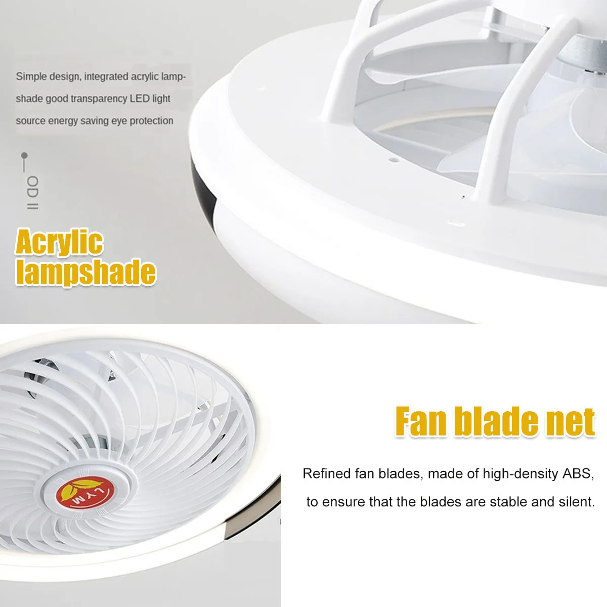 Вентилятор потолочный 50 см с лампой электрический вентилятор для спальни