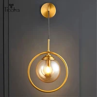 tiooka modern nordic e27 cable hanging wall light fixture indoor metal sconces with clear smoke gray ambler glass lampshade 220v