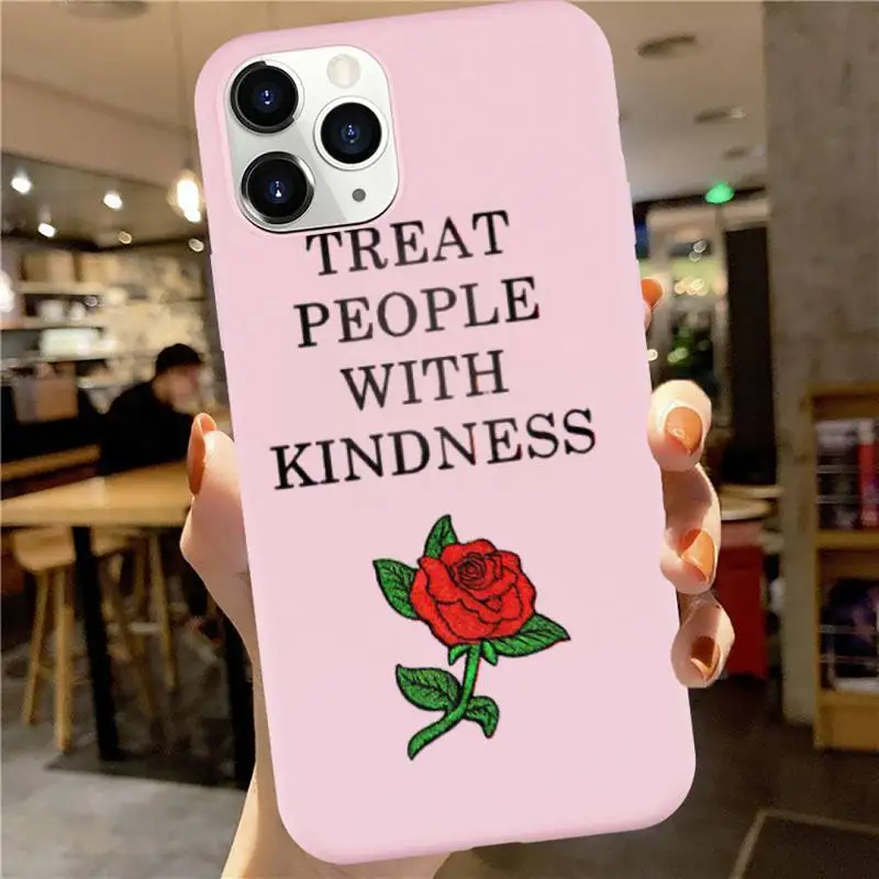 

Harry Styles Treat People With Kindness Phone Case Pink Candy Color for iPhone 6 7 8 11 12 s mini pro X XS XR MAX Plus