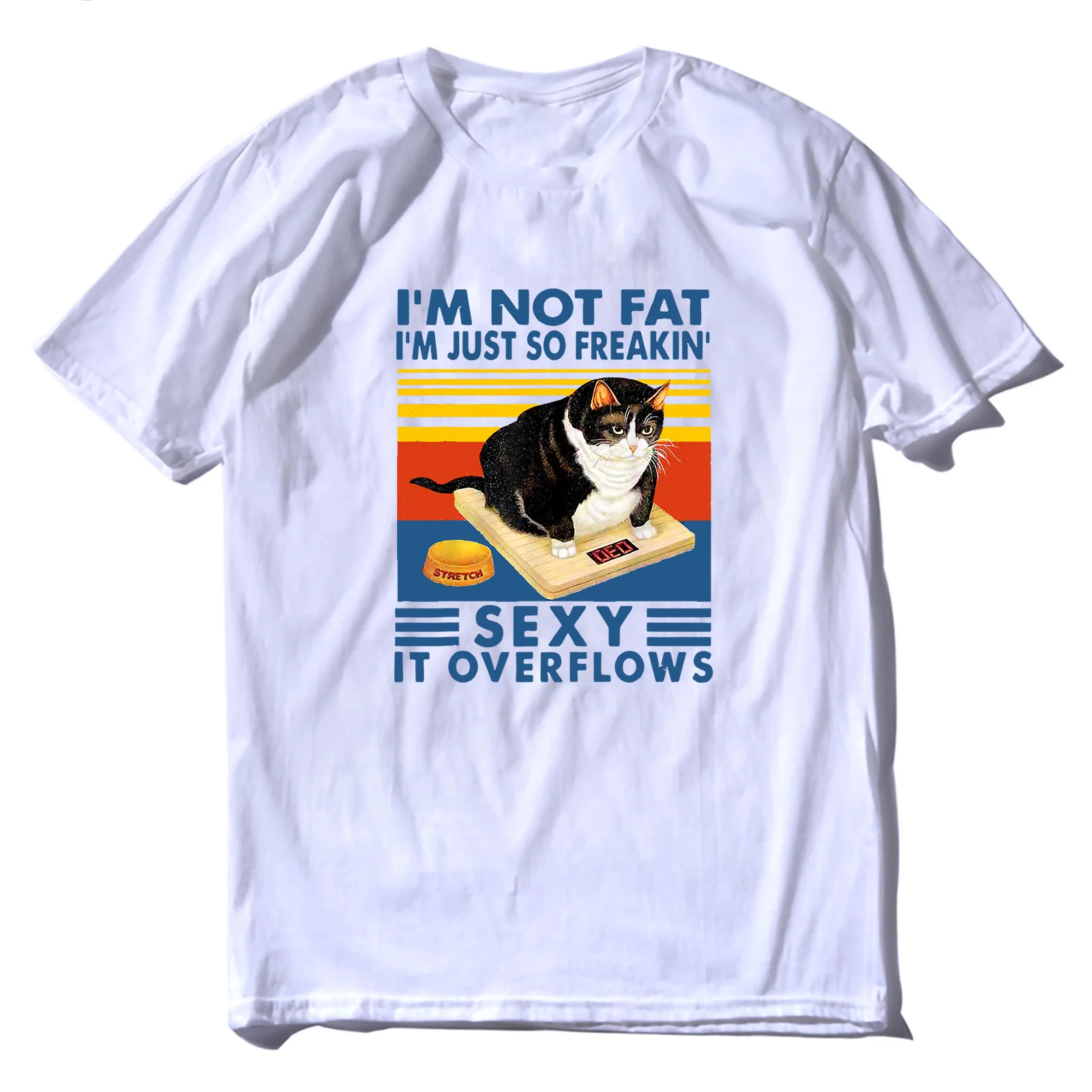 

Men Women Short Sleeve Cotton T Shirt Cat Print Oversized Shirt I'm Not Fat I'm Just So Freakin '