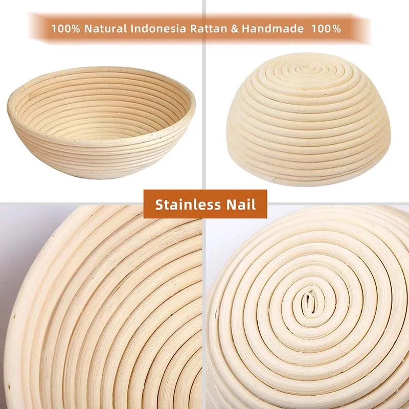 

14pcs/set Handmade Rattan Bread Banneton Basket Set With Liner Bread Proofing Baskets RoundSourdough Bread Proofing Basket