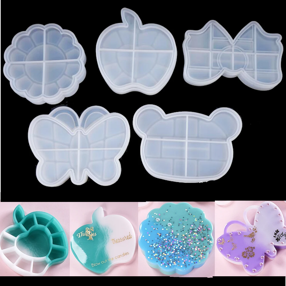 Trinket Box Silicone Mold Butterfly Bear apple Tray Mold UV Epoxy Resin Art Supplies Resin craft Storage box Silicone Mold
