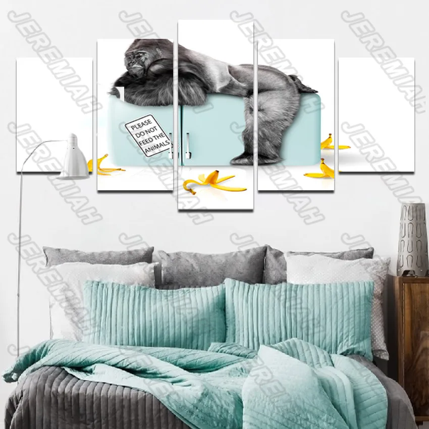 

Chimpanzee Poster Sleeping On Big Box Nordic Style Wall Art Canvas Print Painting Modern Living Room Decoration