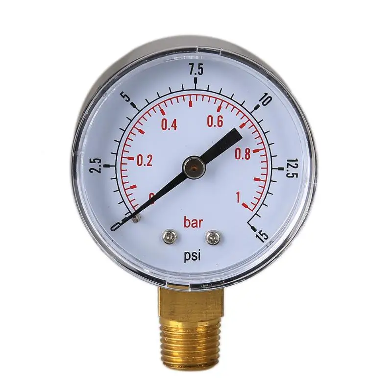 Манометр для топлива воздуха гидравлический 50 мм 0/15 PSI 0/1 бар 1/4 BSPT подходит газа