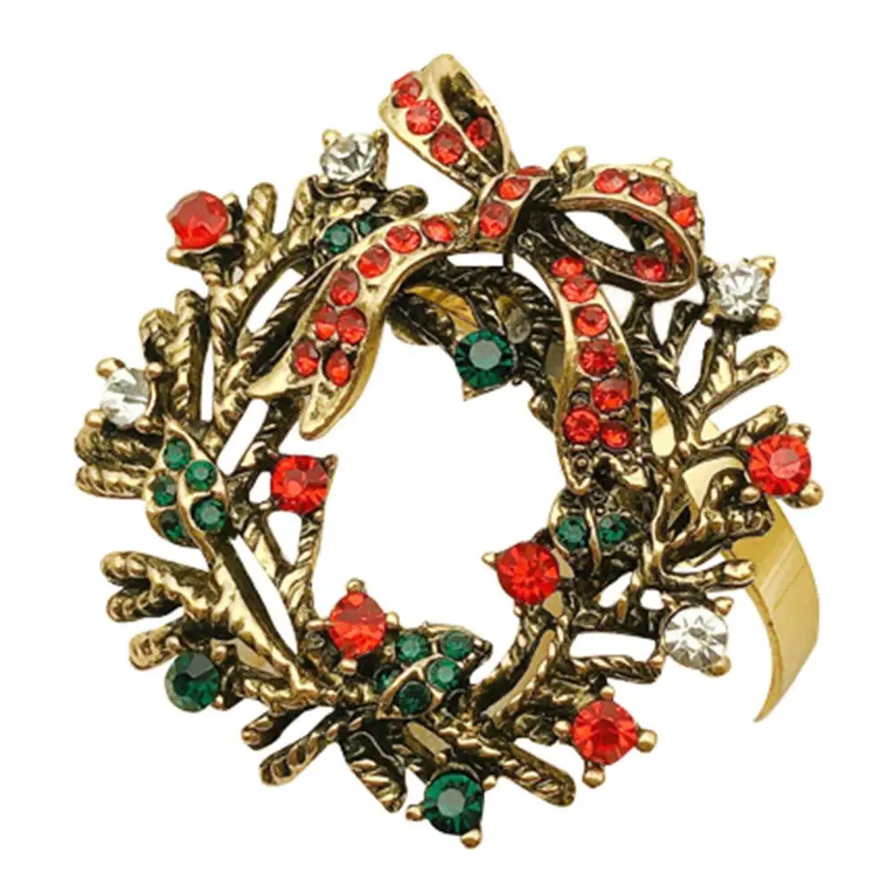 

Eco-Friendly 6Pcs Useful Alloy Christmas Napkin Ring Portable Napkin Holder Stunning Wedding Adornment