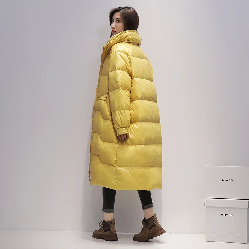 Fitaylor 2021 длинная куртка Женская 90% белая парка на утином пуху Новый Зимний синий