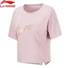 Li-Ning, женские футболки для тренировок, дышащие, 89% полиэстер, 11% спандекс, с подкладкой, для фитнеса, спортивные футболки, ATSP192 WTS1516