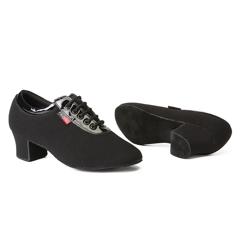 Women Ballroom Dance Shoes Black 3.5/5 CM Heel Latin Tango Dancing Shoes For Women Modern Lace-Up Dance Sneakers