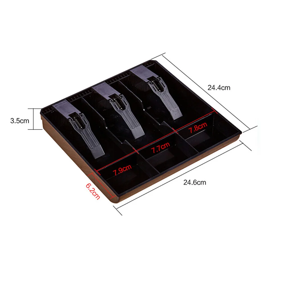 

3 Grid Money Cash Coin Register Cashier Box Insert Tray Storage Drawer Organizer