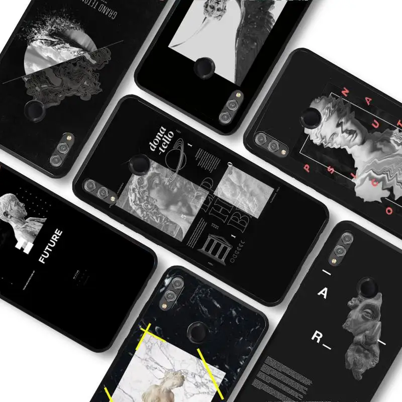 

Black white stripes David stone carving Art Phone Case For Huawei honor 10Lite 10i 20 8x 10 for Honor 9lite 9xpro Back Coque