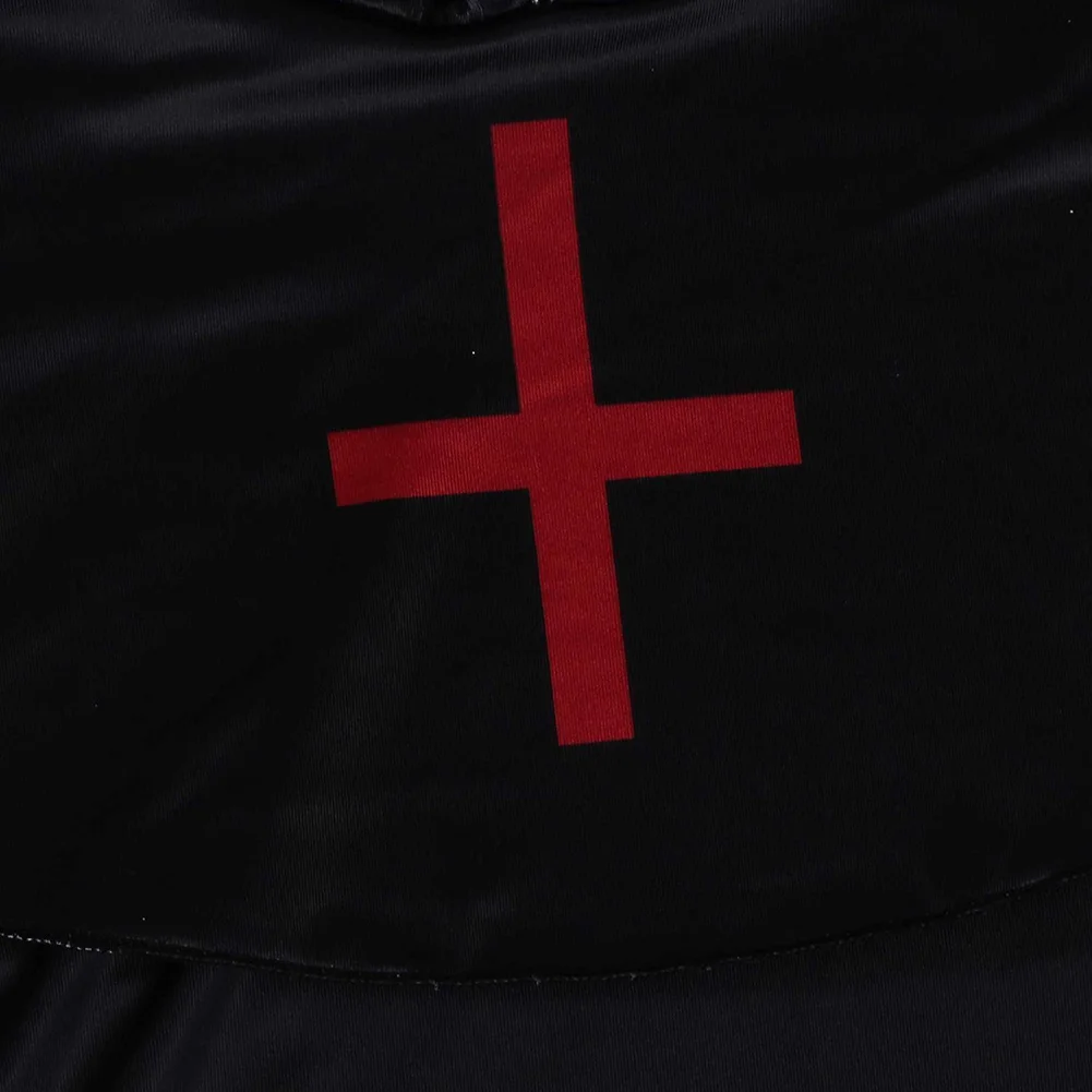 

Black Medieval Monk Priest Hooded Cloak Robe Gown Cross Kids Halloween Fancy Dress Costume