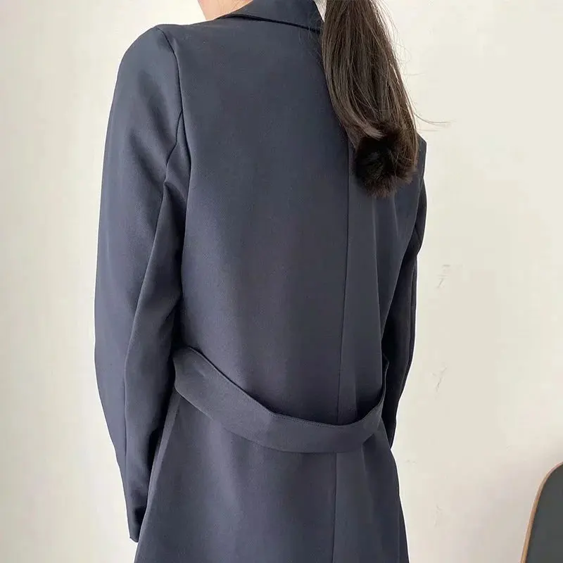 

ZA2021 spring new women's Korean style solid color small suit loose temperament solid color with belt casual fashion jacket