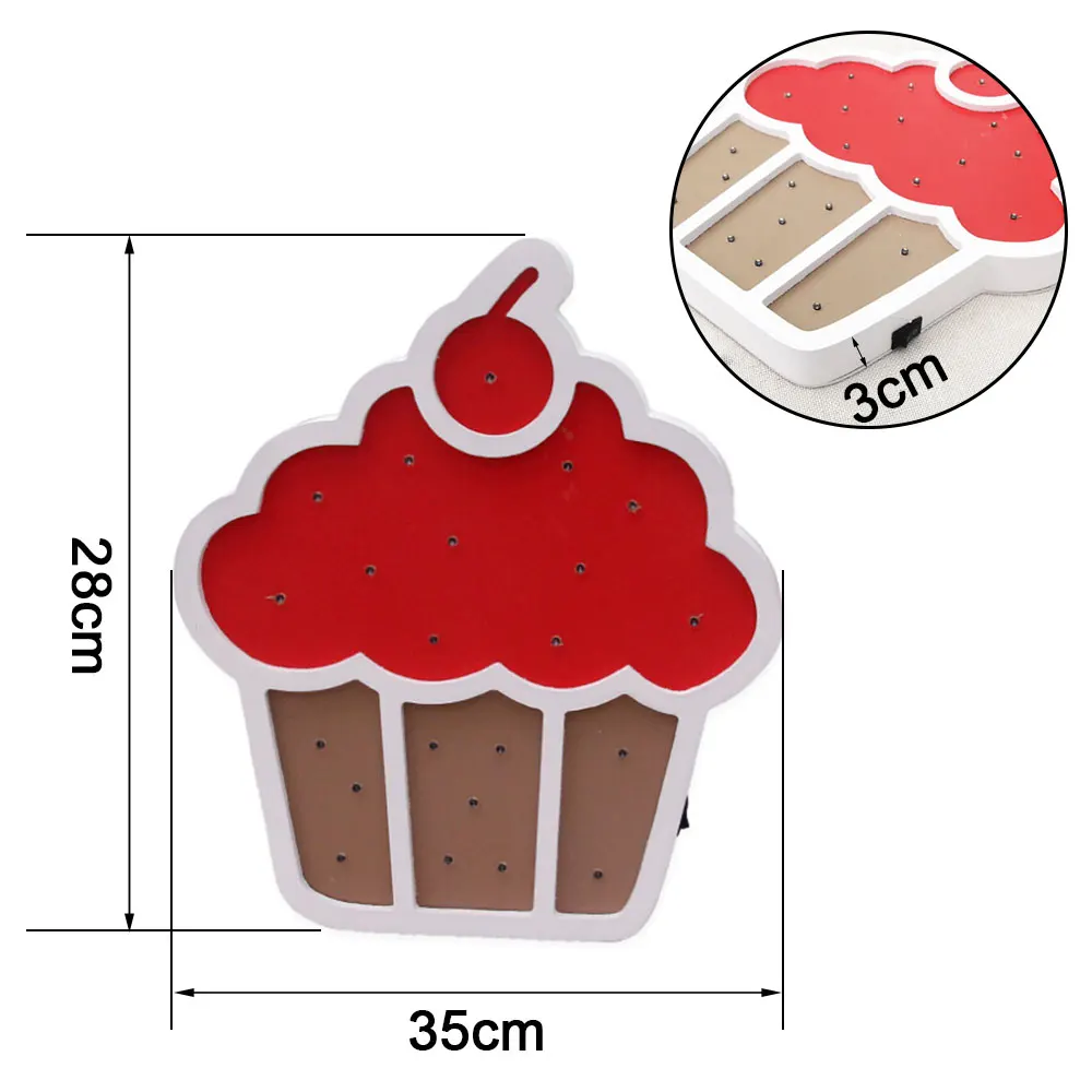 

Cute Pattern Led Cake Marquee Wooden Night Light Wall Decor Bedside Lamp Light Up Sign For Wedding Home Party Bar Decoration