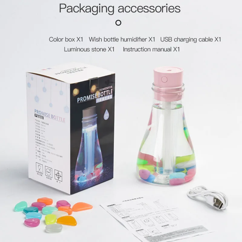 500 мл Желая бутылка увлажнитель воздуха с красочным ночным светом ароматизатор