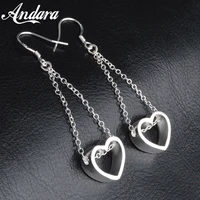 new fashion 925 sterling silver earrings heart long earrings woman wedding wedding jewelry gift
