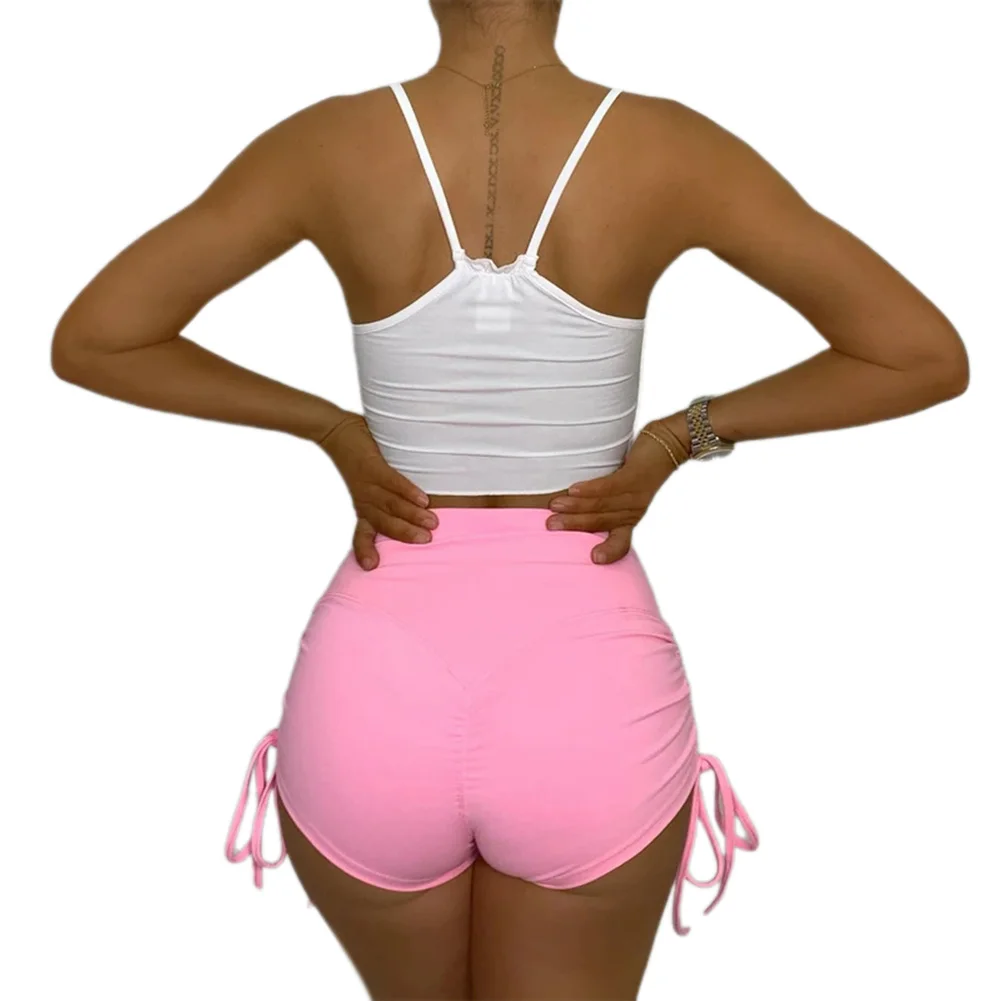

2020 Fashion Trend Women Workout Yoga Shorts Tummy Control Ruched Leggings Butt Lift Short Trousers Side Drawstring Sportswear