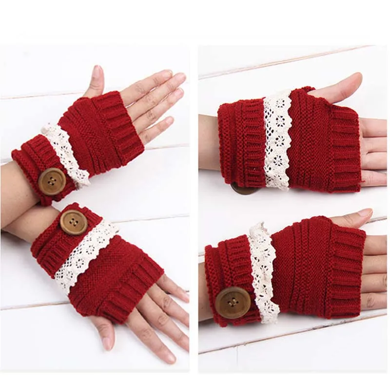 Вязаные митенки VIIANLES на кнопках без пальцев женские перчатки теплые зимние