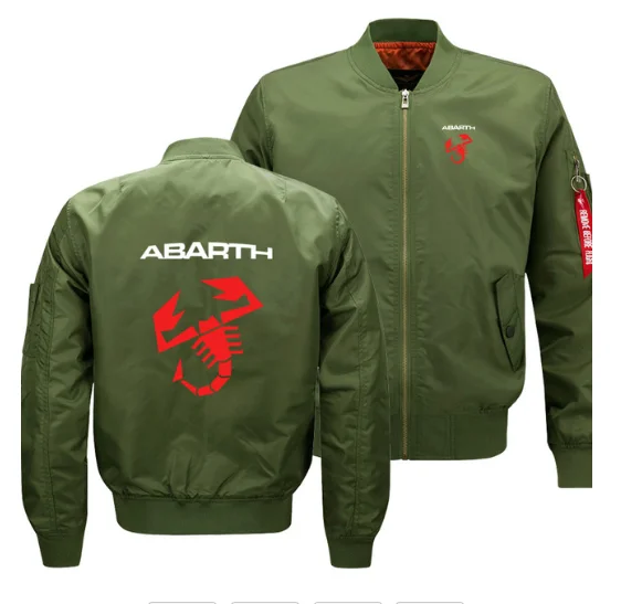 

2020 Flying Jacket Wintter Warm Slim Fit Fly Pilot Jacket Men Abarth Car Logo Print Sweatshirt Hip Hop Harajuku Male Clothing
