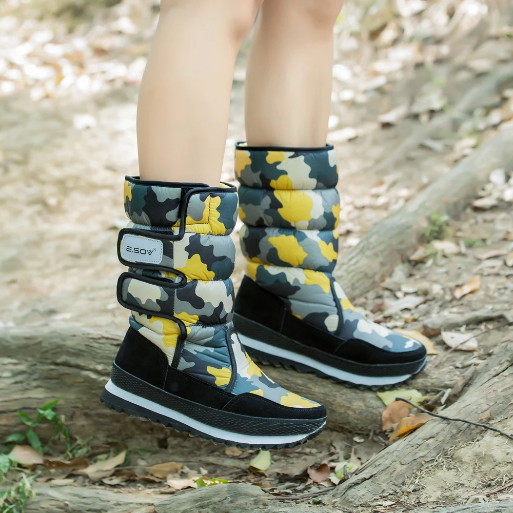 Зимние новые теплые камуфляжные сапоги для снега женские удобные хлопковые