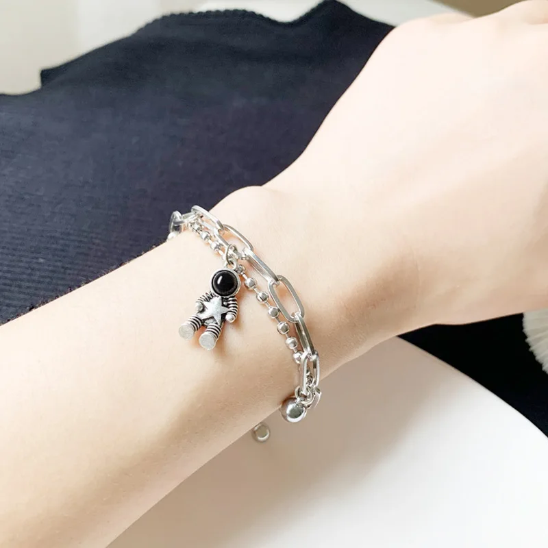 

Gothic Aliens Lover Bracelet for Women Men Titanium Steel To Buckle Thick Chain Hip-Hop Bracelets Trend New 2021